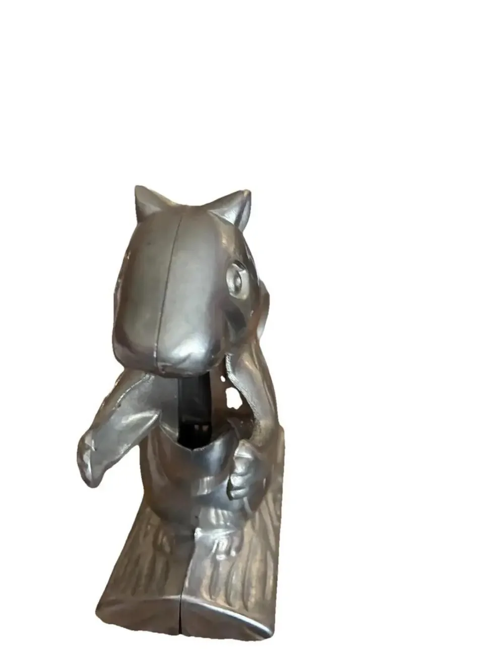Vintage Cast Aluminum Squirrel Nutcracker Mechanical Tail Lever Figural On Log